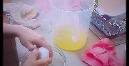 Breaking eggs for albumen